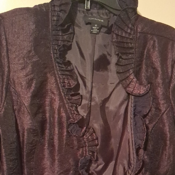 R&M Richards Deep Purple Ruffled Blazer - Picture 3 of 5